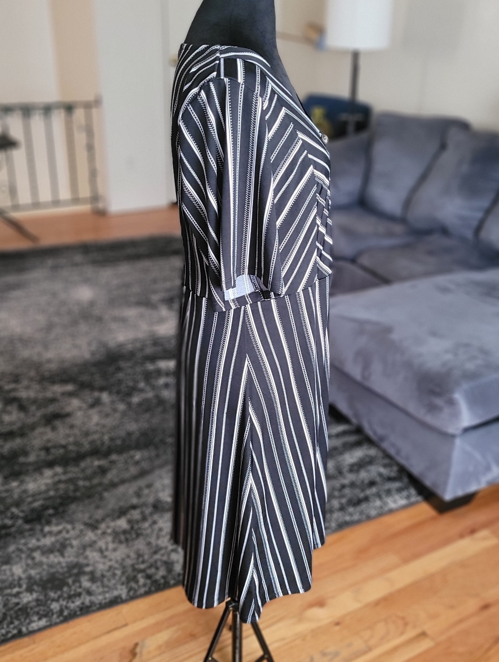 NY Collection Black and White Striped Midi Spring Dress NWOT - Picture 10 of 11